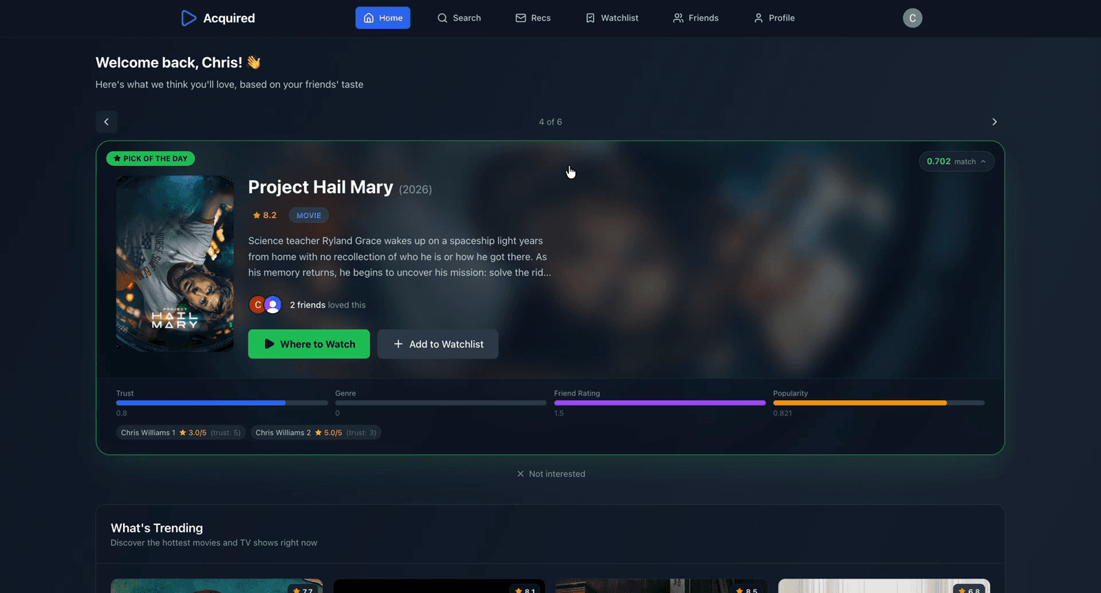 Acquired — Social recommendation app