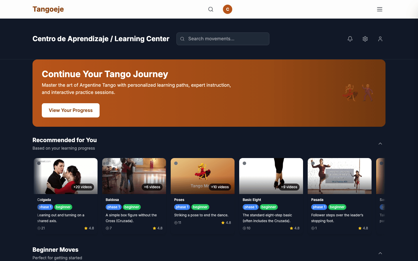 TangoEje — Community learning platform
